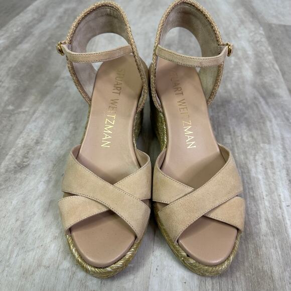 Stuart Weitzman Mirela II Crossover Strap Espadrille Wedge Heel Platform Sandals - Picture 2 of 8